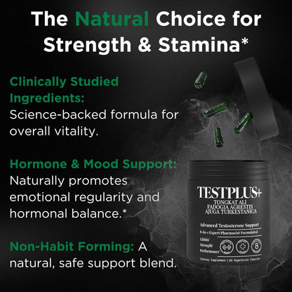 TESTPLUS+ 1,450mg 8-in-1 Testosterone Supplement for Men