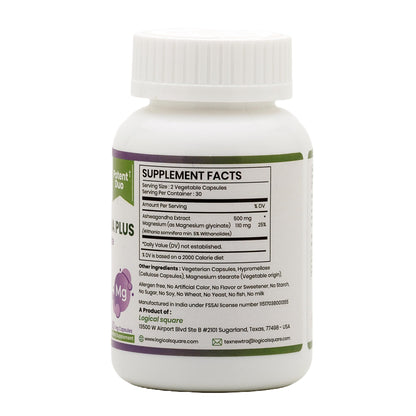 TEX NEWTRA Ashwagandha & Magnesium Glycinate – 60 Vegan Capsules | Non-GMO