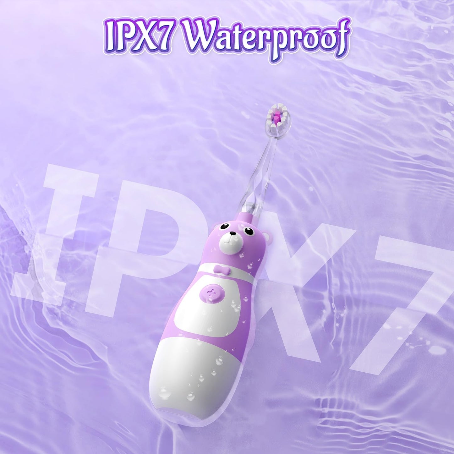 TFZTFZ Kids Electric Bear Toothbrush Set - Soft Bristle, Purple Bear Design
