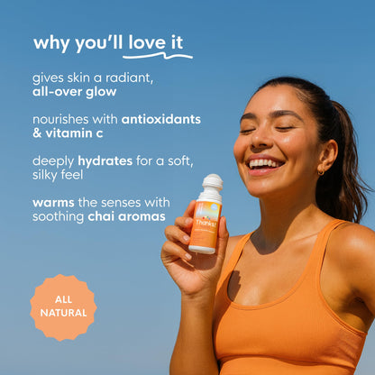 Thanks! Naturals Massage Oil Roll On – Charmed by Chai, Cold-Pressed, Vegan, 3 oz