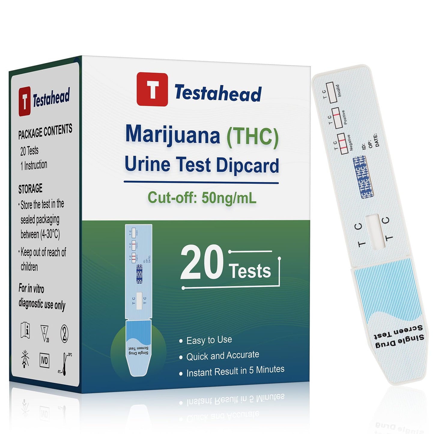 THC Drug Test Kit – 20 Urine Test Strips | Fast & Accurate Marijuana Detection