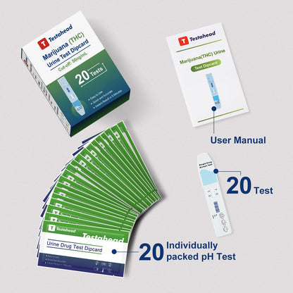 THC Drug Test Kit – 20 Urine Test Strips | Fast & Accurate Marijuana Detection