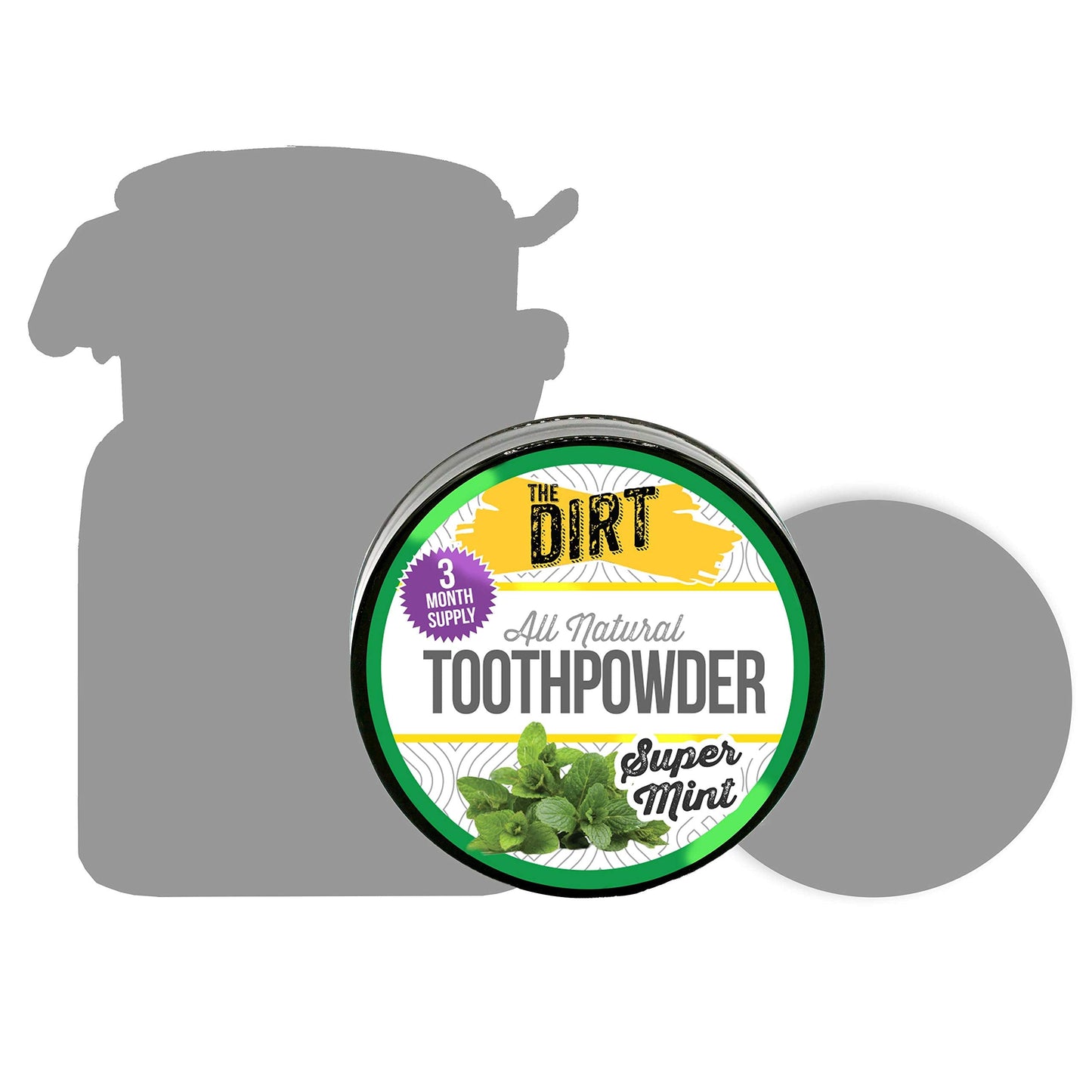 The Dirt Remineralizing Tooth Powder - Hydroxyapatite, Fluoride Free, Gluten Free, Organic Vegan (Super Mint, 25g)