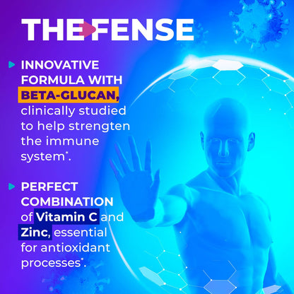 THE-FENSE Beta-Glucan, Vitamin C - Zinc - Immune Support, Gluten-Free, Non-GMO - 60 Caps