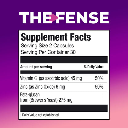 THE-FENSE Beta-Glucan, Vitamin C - Zinc - Immune Support, Gluten-Free, Non-GMO - 60 Caps