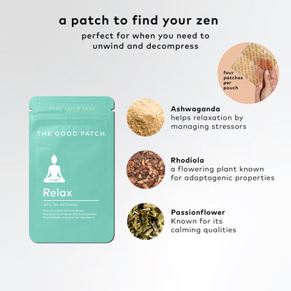 The Good Patch Relax Patches – Unwind & Decompress with Ashwagandha & Ginger (24 Total Patches)