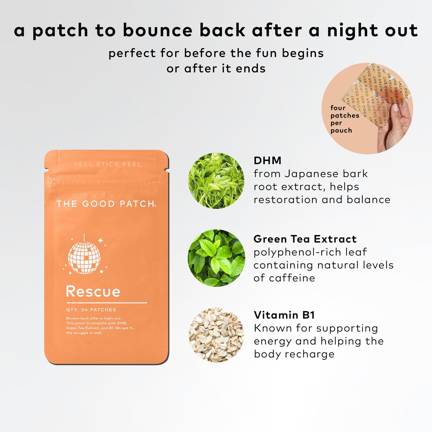 The Good Patch Rescue Recovery Patch — Plant-Powered Night-Out Wellness (16 Patches)