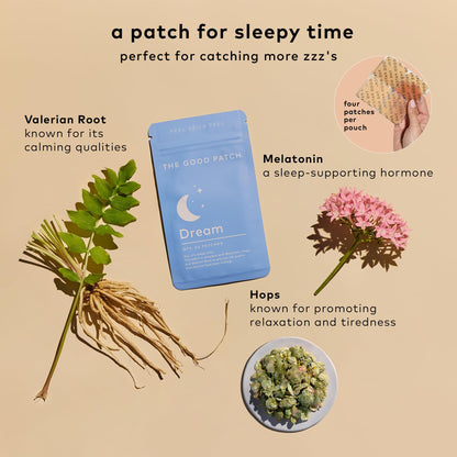 The Good Patch Sleep Support Dream Patch – Plant-Powered Melatonin, Hops & Valerian (8 Patches)