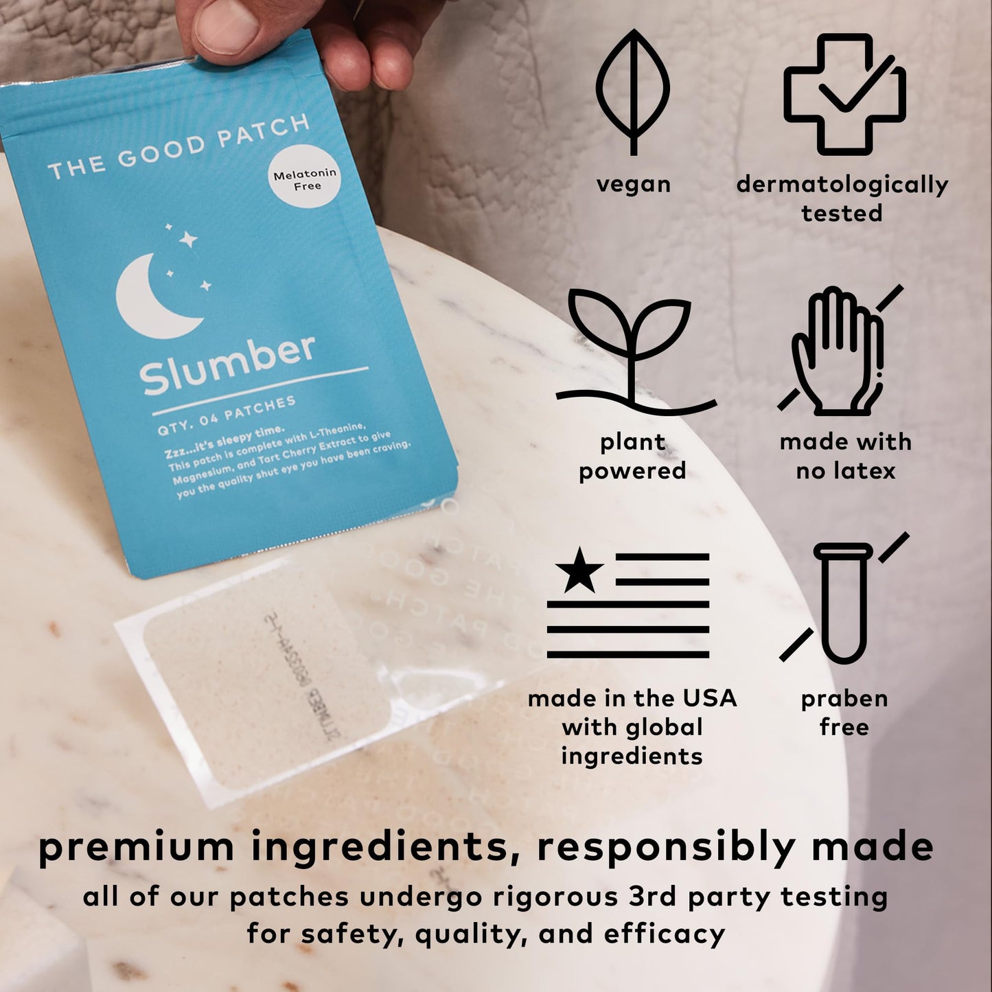 The Good Patch Slumber Sleep Patch – Melatonin-Free, Sustained Release, Plant-Powered Wellness (16 Patches)
