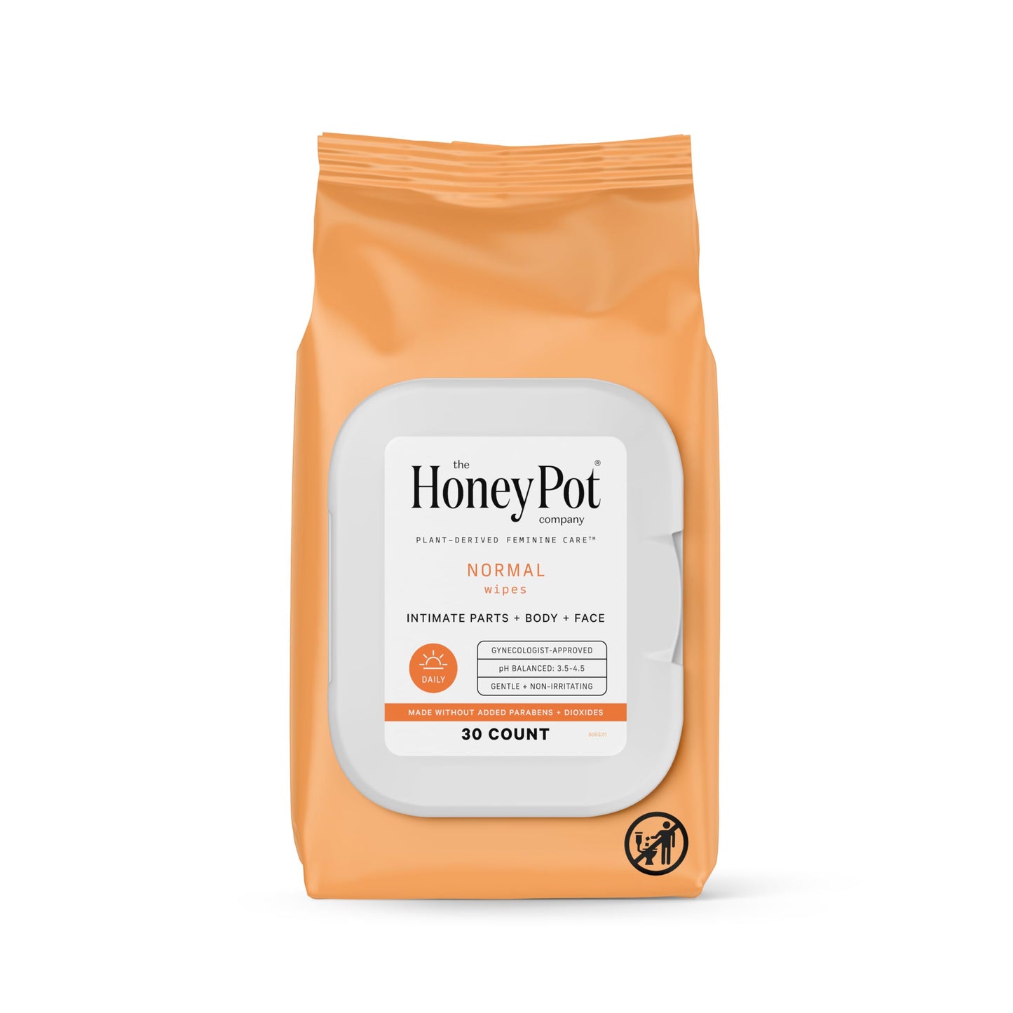 The Honey Pot Company - Feminine Wipes, Daily pH Balance, Fragrance & Sulfate Free, Normal 30 ct