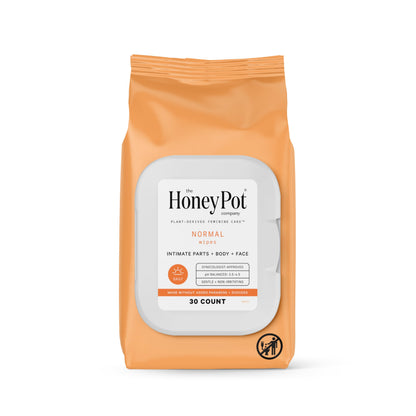 The Honey Pot Company - Feminine Wipes, Daily pH Balance, Fragrance & Sulfate Free, Normal 30 ct