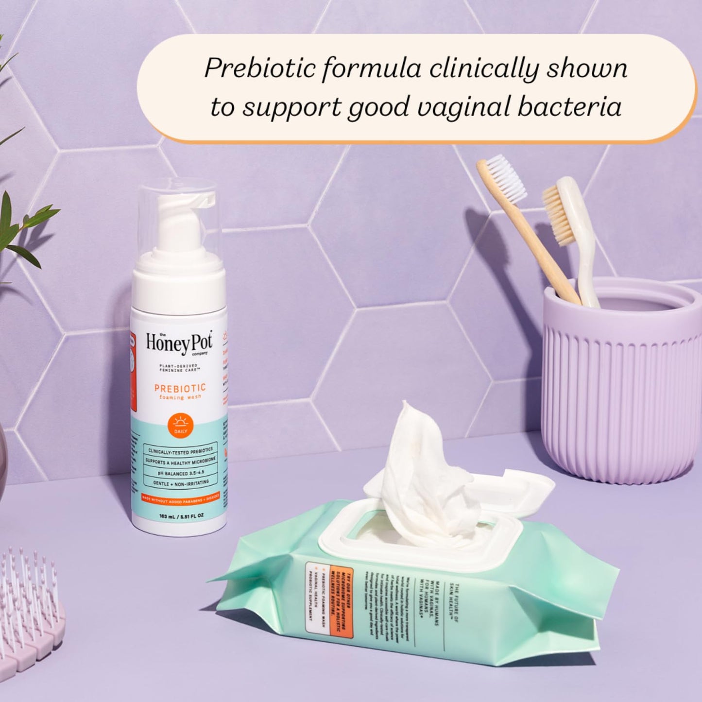 The Honey Pot Company - Prebiotic Foaming Wash for Sensitive Skin | PH Balanced, Plant-Based