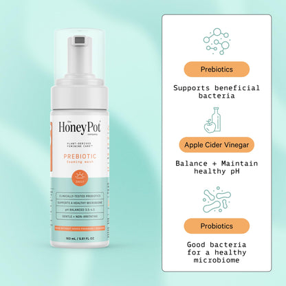 The Honey Pot Company - Prebiotic Foaming Wash for Sensitive Skin | PH Balanced, Plant-Based