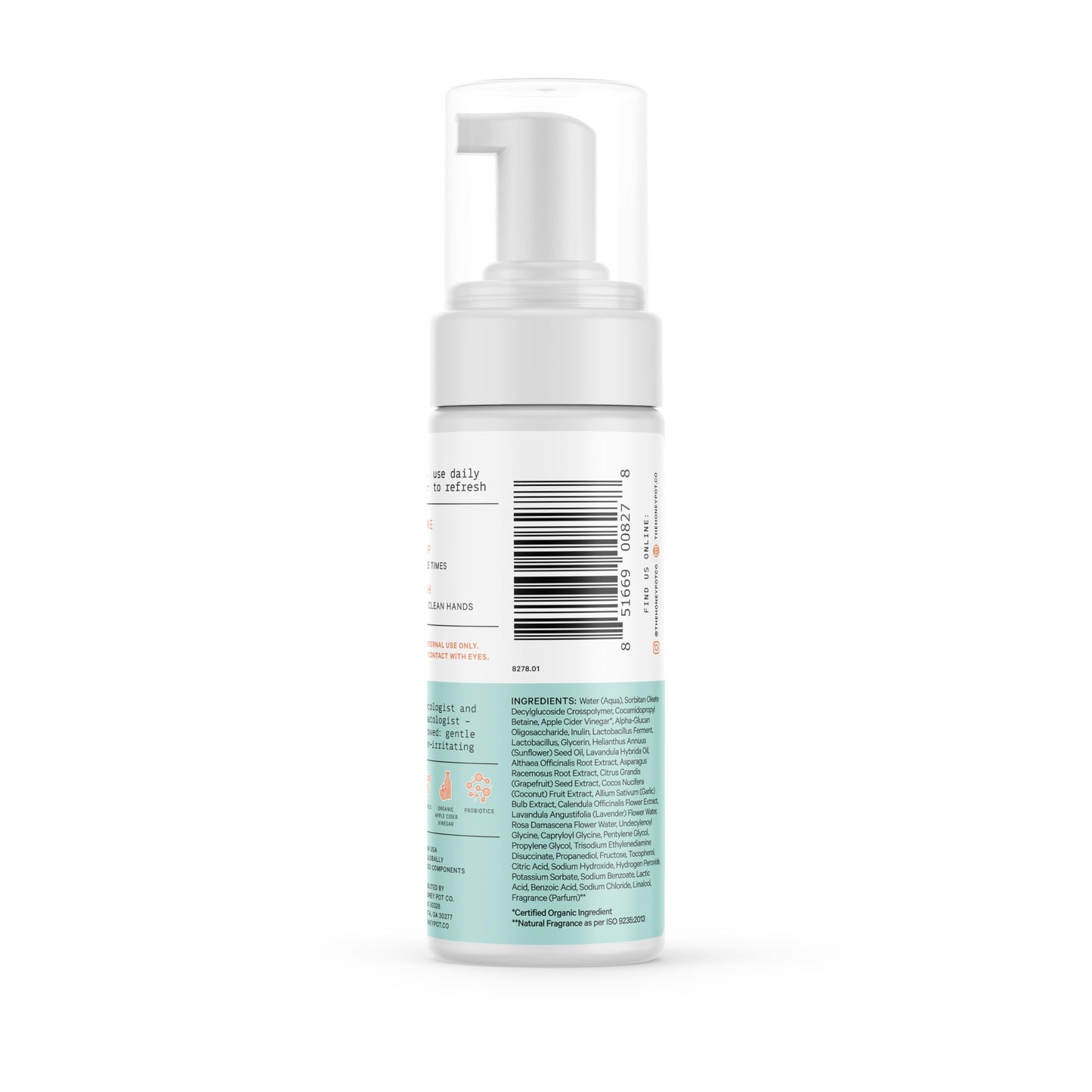 The Honey Pot Company - Prebiotic Foaming Wash for Sensitive Skin | PH Balanced, Plant-Based
