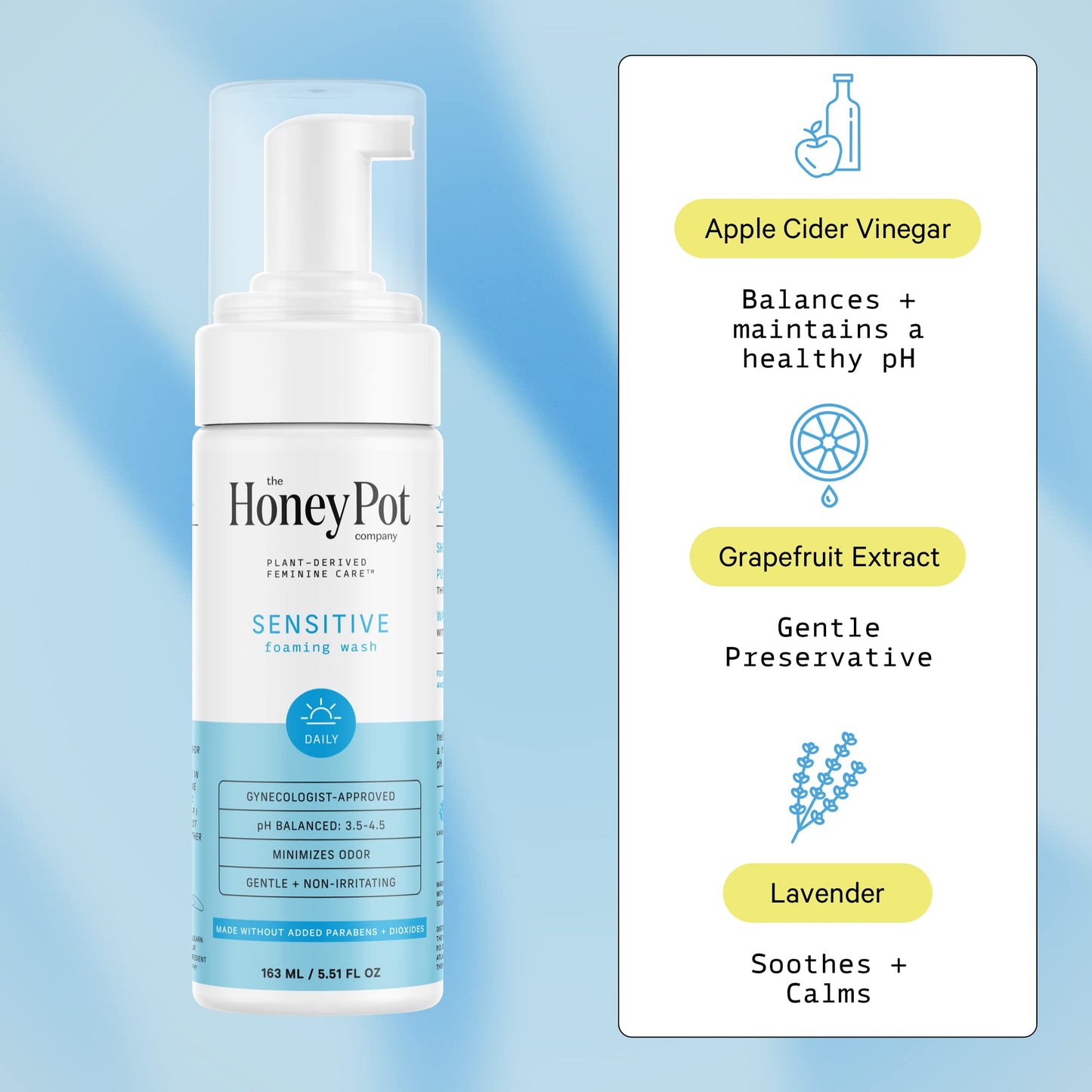 The Honey Pot Sensitive Feminine Wash – Herbal Infused, pH-Balanced, Pack of 2 (5.51 oz each)