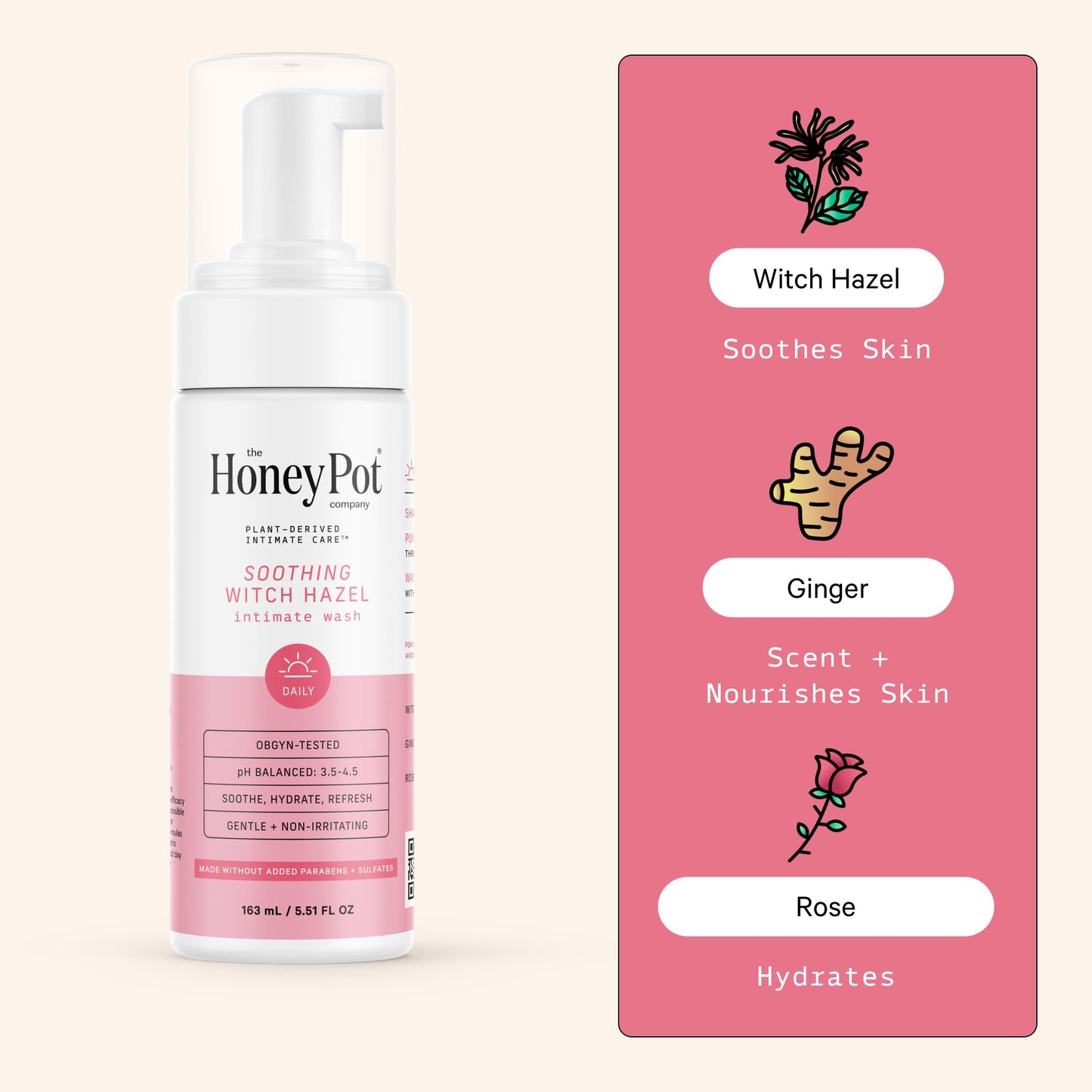The Honey Pot Company Witch Hazel Feminine Wash – Postpartum Essentials, Pregnancy Safe, pH Balanced