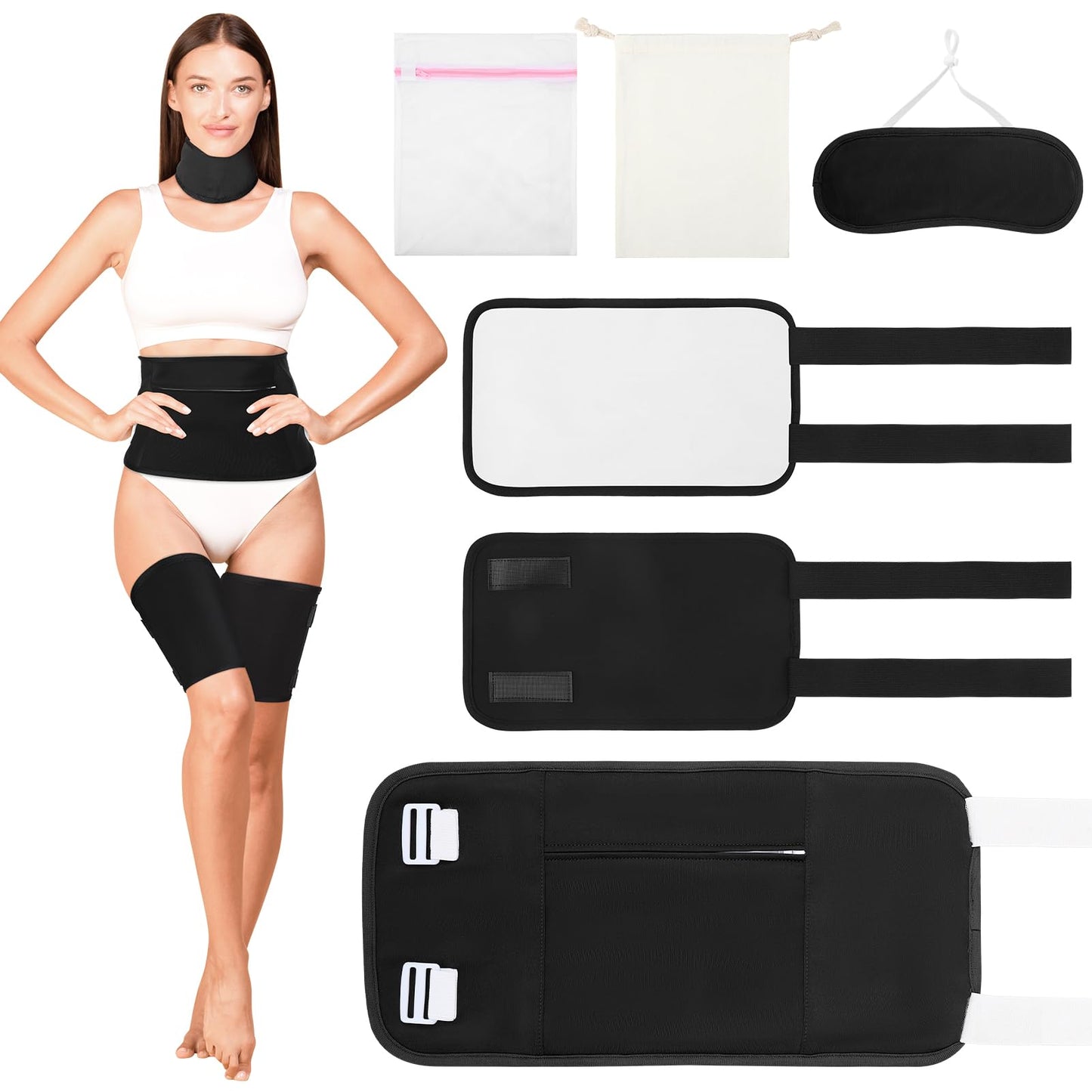 THE KING HIS QUEEN 6 Pcs Castor Oil Wrap Pack – Reusable, Adjustable, Waterproof
