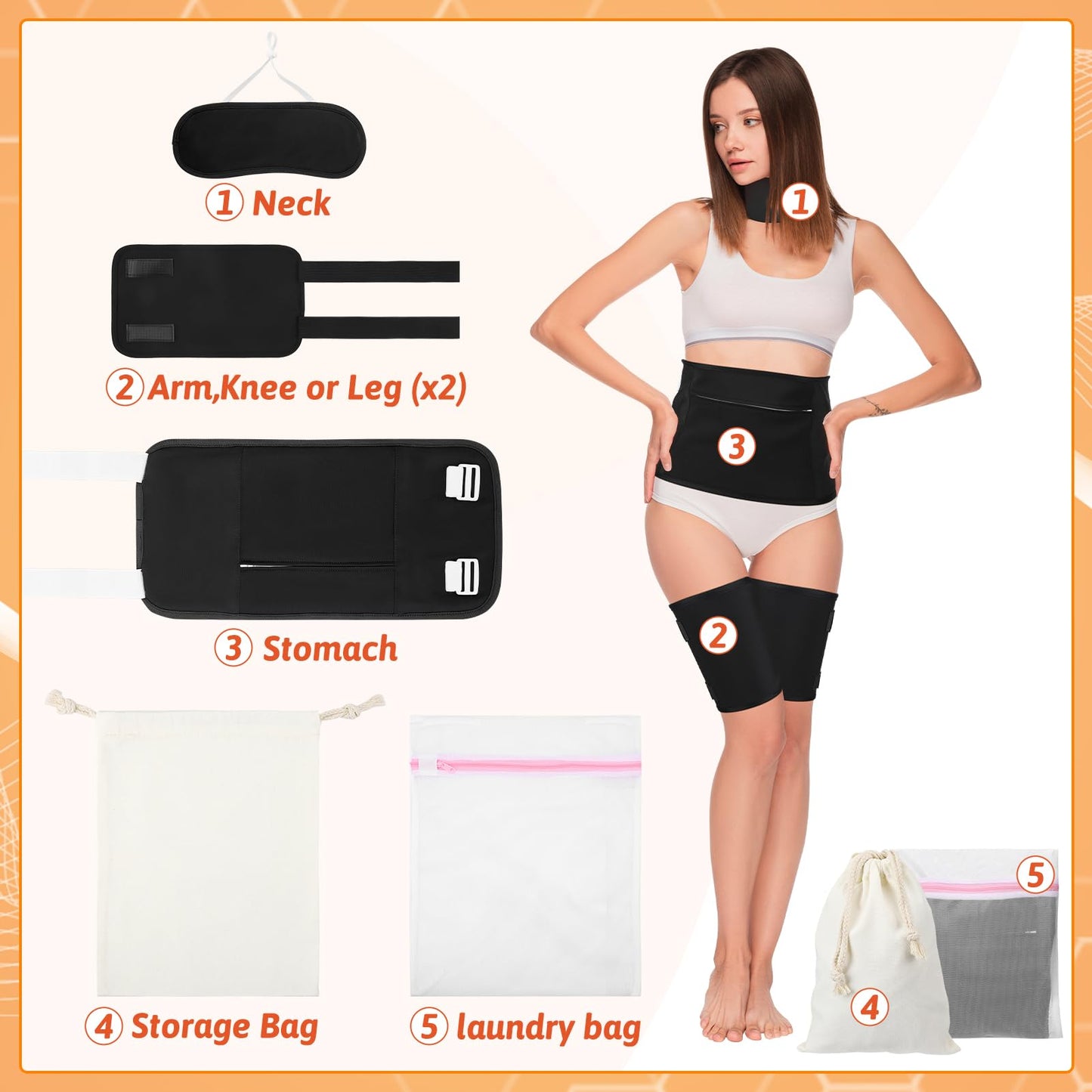 THE KING HIS QUEEN 6 Pcs Castor Oil Wrap Pack – Reusable, Adjustable, Waterproof