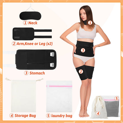 THE KING HIS QUEEN 6 Pcs Castor Oil Wrap Pack – Reusable, Adjustable, Waterproof