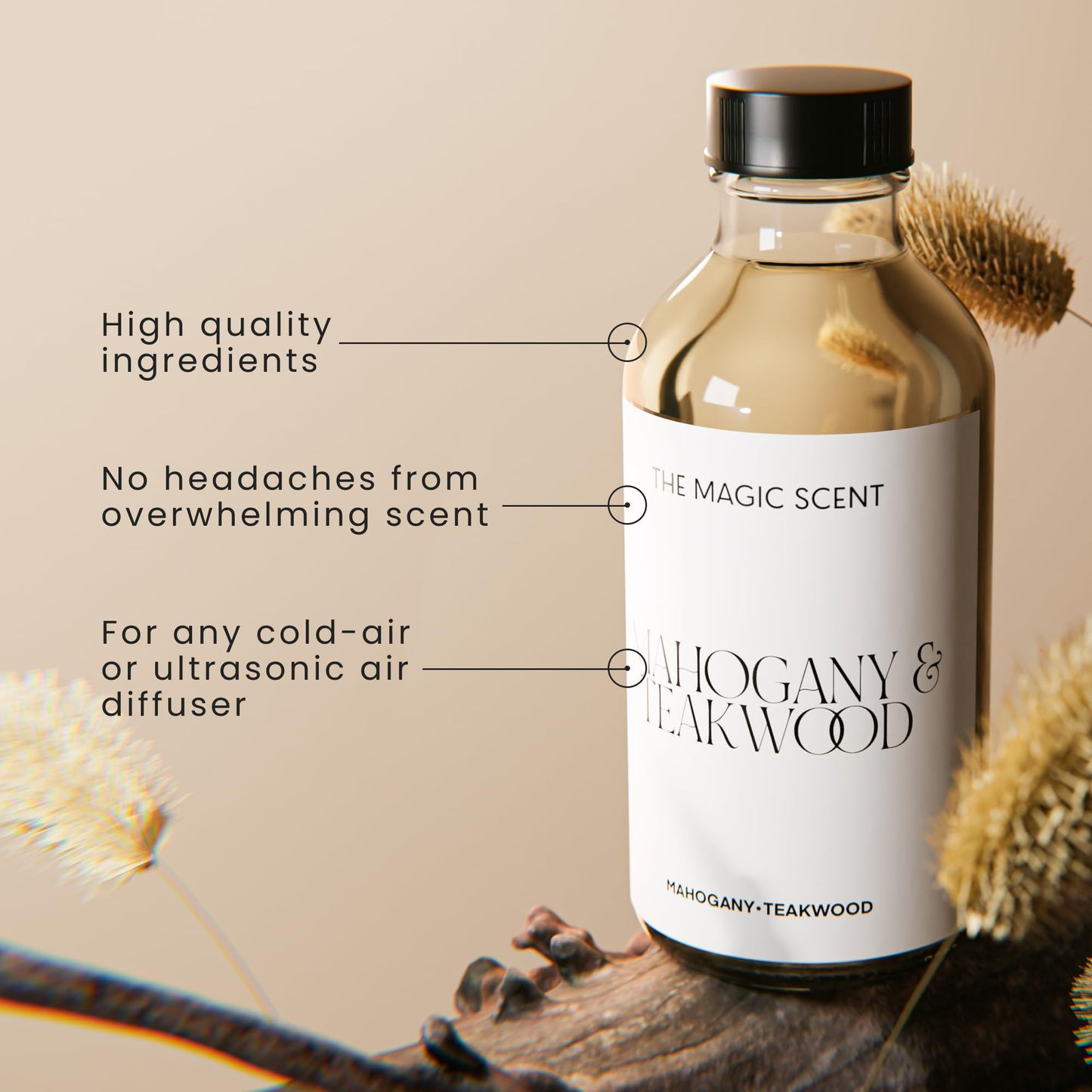 The Magic Scent Mahogany & Teakwood Diffuser Oil - Luxury Hotel & Home Scents (4 oz / 120 mL)