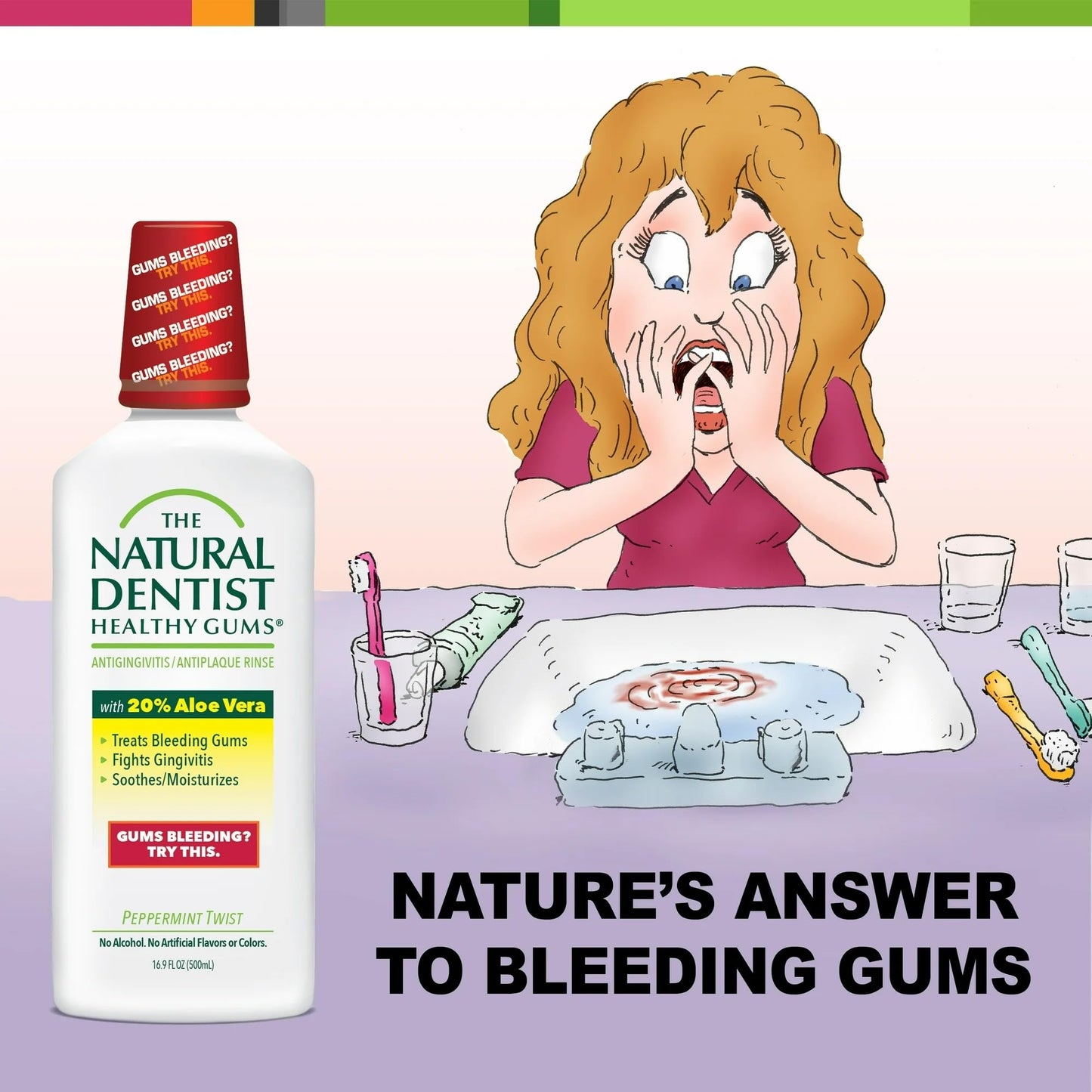 The Natural Dentist Mouthwash Healthy Gums Peppermint Twist 16.9 fl oz | Daily Oral Rinse