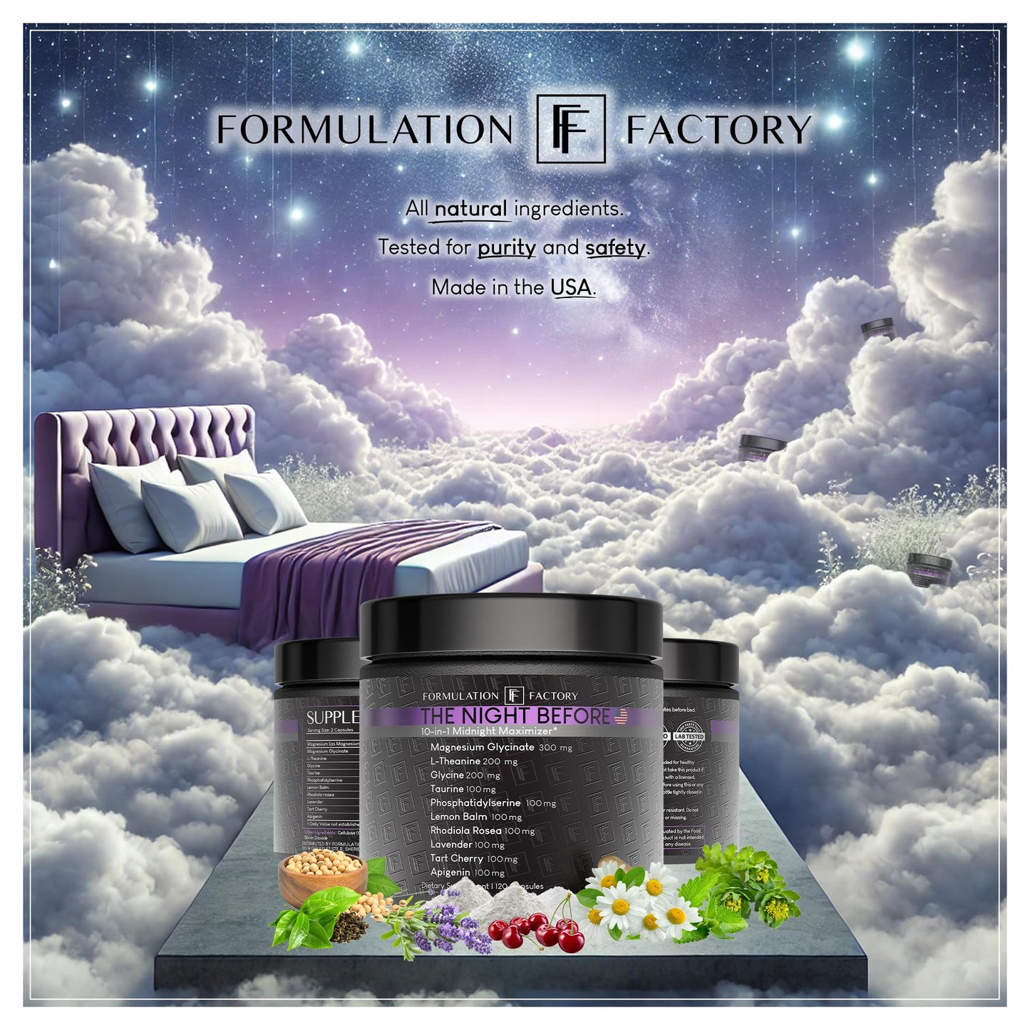 Formulation Factory The Night Before 10-in-1 Sleep Aid – 120 Caps (Melatonin-Free)