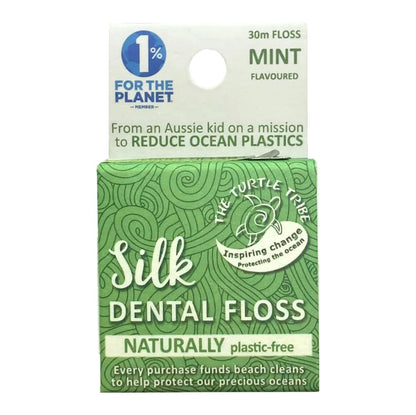 The Turtle Tribe Natural Silk Dental Floss – 33 Yards, Plastic Free, PFAS Free, Mint
