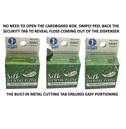 The Turtle Tribe Natural Silk Dental Floss – 33 Yards, Plastic Free, PFAS Free, Mint
