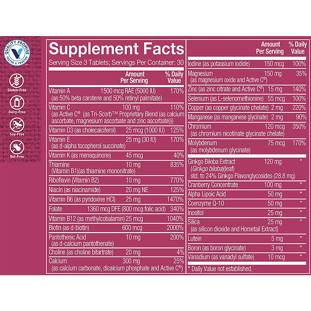 The Vitamin Shoppe Ultimate Woman 50+ Multivitamin (90 Tablets)  Servings