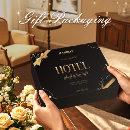 Hotel Scented Candles Set — 6 Pack Luxury Soy Wax Jar Candles for Home & Gifts