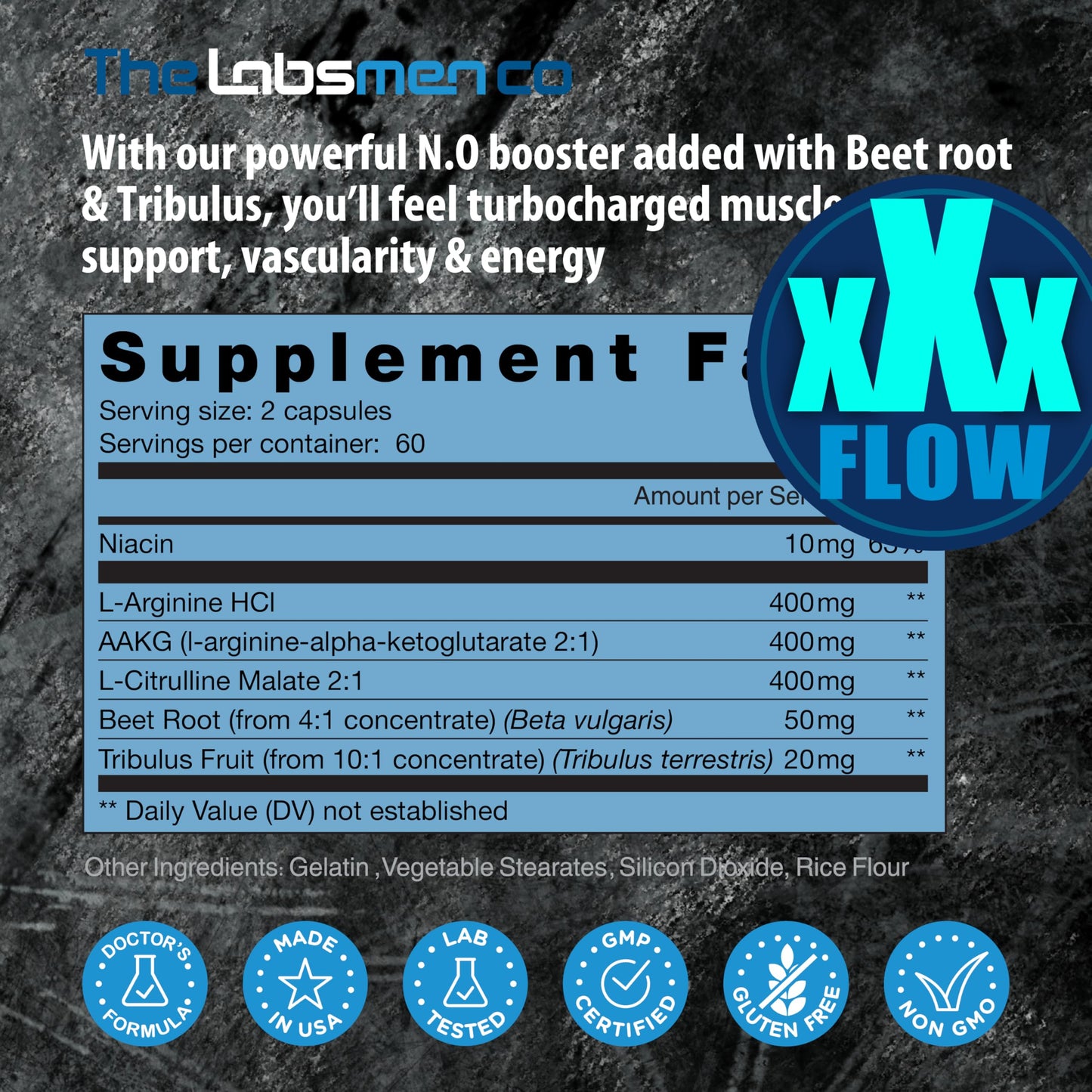 THELABSMENCO L-Arginine Nitric Oxide for Men – Blood Flow, Endurance, Two-Month Supply