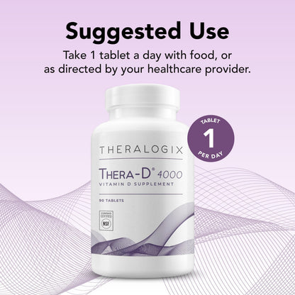 Theralogix Thera-D 4000 Vitamin D3 Supplement – 4,000 IU, 90 Tablets | Immune Support, Bone & Heart Health | NSF Certified