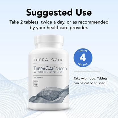 Theralogix TheraCal D4000 – Bone Health Support Supplement with Calcium, Magnesium, Vitamin D3, Vitamin K2 & Boron* | 360 Tablets | NSF Certified