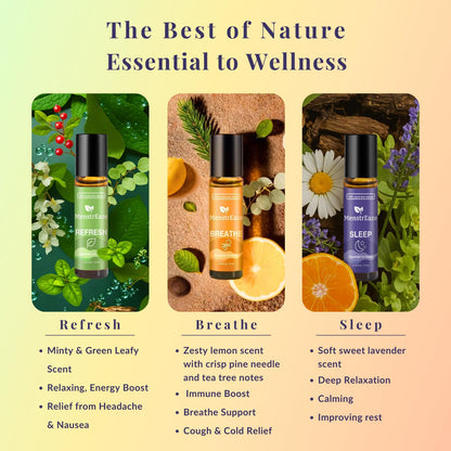 Therapeutic Grade Essential Oils Roll-On Set – Sleep, Breathe, Refresh