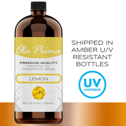 Ola Prima Pure Lemon Essential Oil 8oz – Aromatherapy, Diffuser, Candle & Soap Making