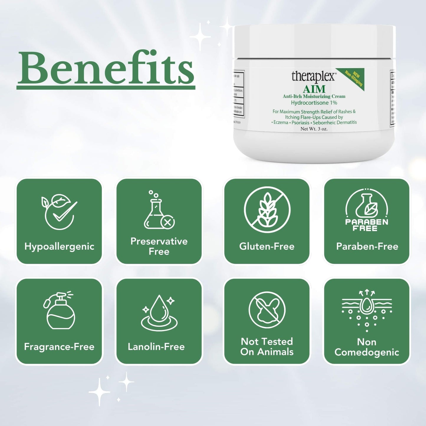 Theraplex AIM Anti-Itch Moisturizing Cream (3 oz) – Relieves Itching & Flare-Ups, Restores Skin Barrier