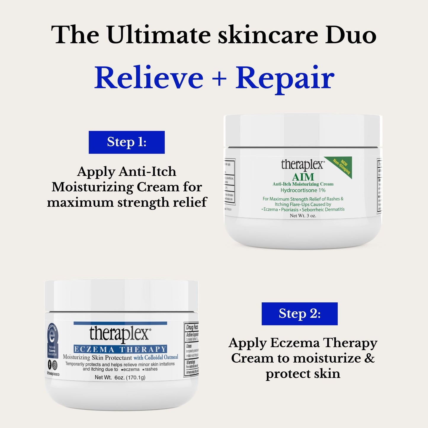 Theraplex AIM Anti-Itch Moisturizing Cream (3 oz) – Relieves Itching & Flare-Ups, Restores Skin Barrier