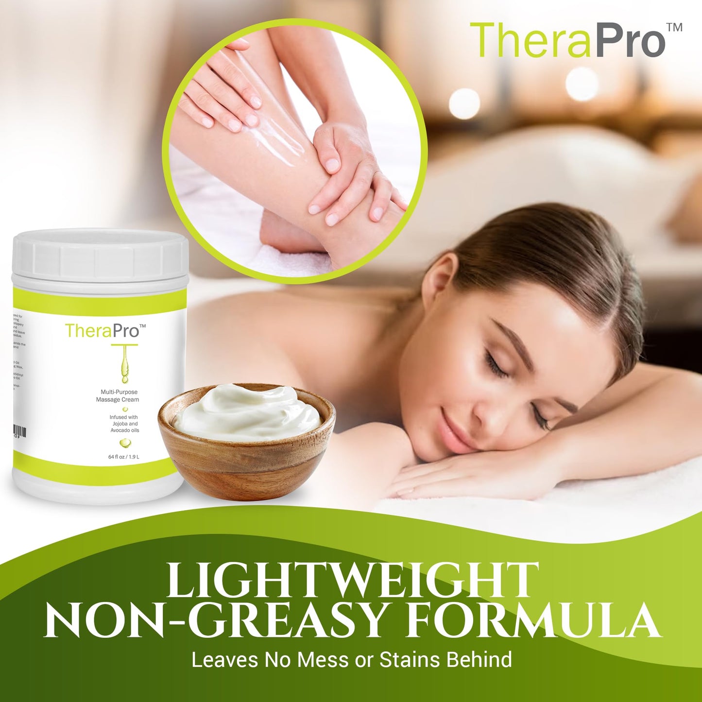 TheraPro Multi-Purpose Massage Cream – 1/2 Gallon, Hypoallergenic & Unscented