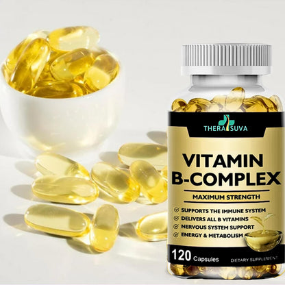 TheraSuva Vitamin B-Complex + CoQ10 + Vitamin C – Max Strength, 120 Softgels, 60 Day Supply