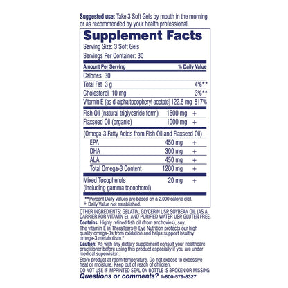 TheraTears Omega 3 Eye Nutrition Supplement 1200mg, 90 Ct (Pack of 1)
