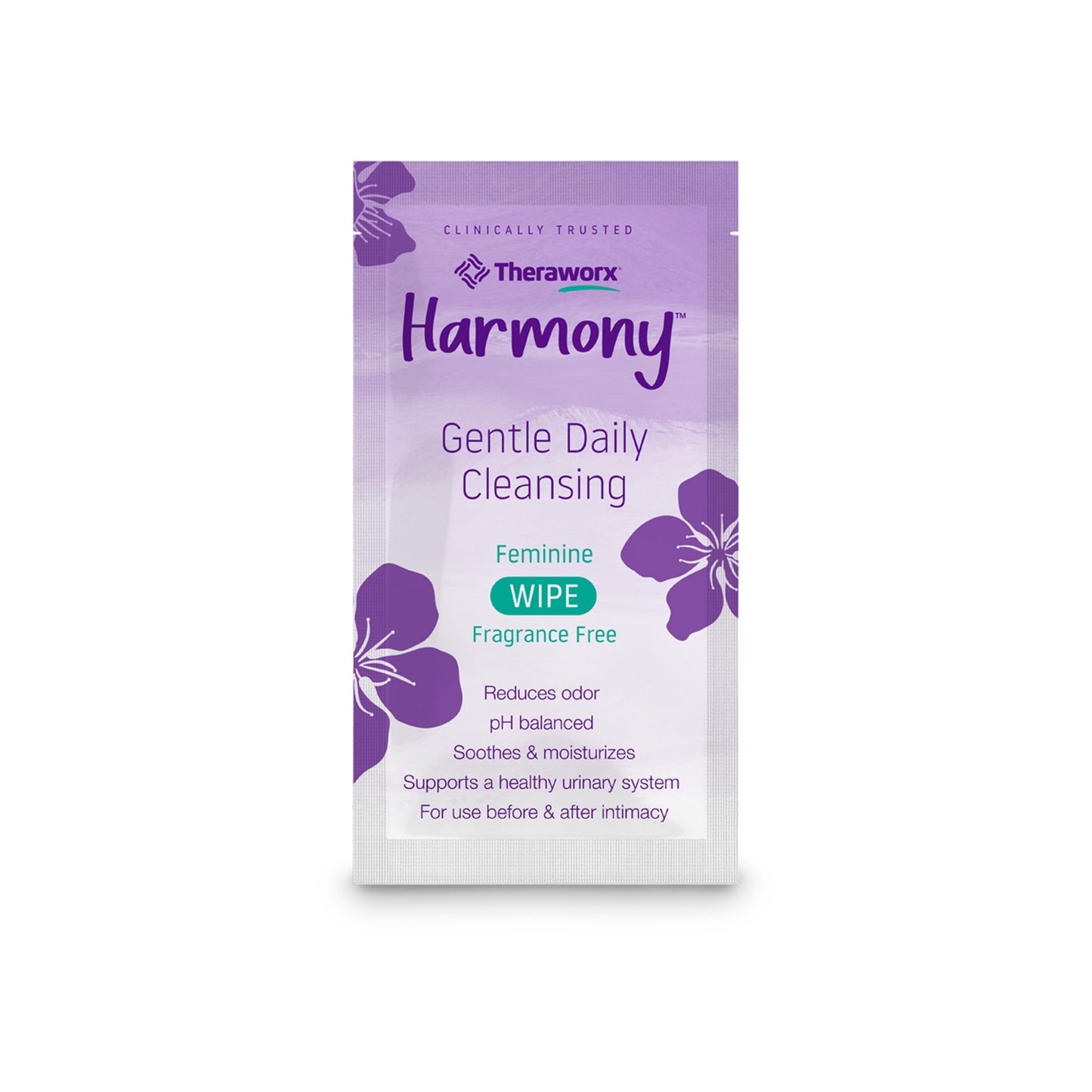 Theraworx Harmony Gentle Daily Cleansing Feminine Wipes – Fragrance Free, Travel Size, 15 Count