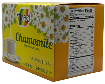 Therbal Chamomile Tea (25 Sachets, 1g Each) - Chamomile Herbal Tea