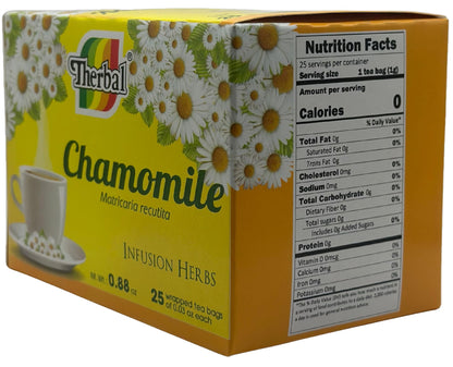 Therbal Chamomile Tea (25 Sachets, 1g Each) - Chamomile Herbal Tea