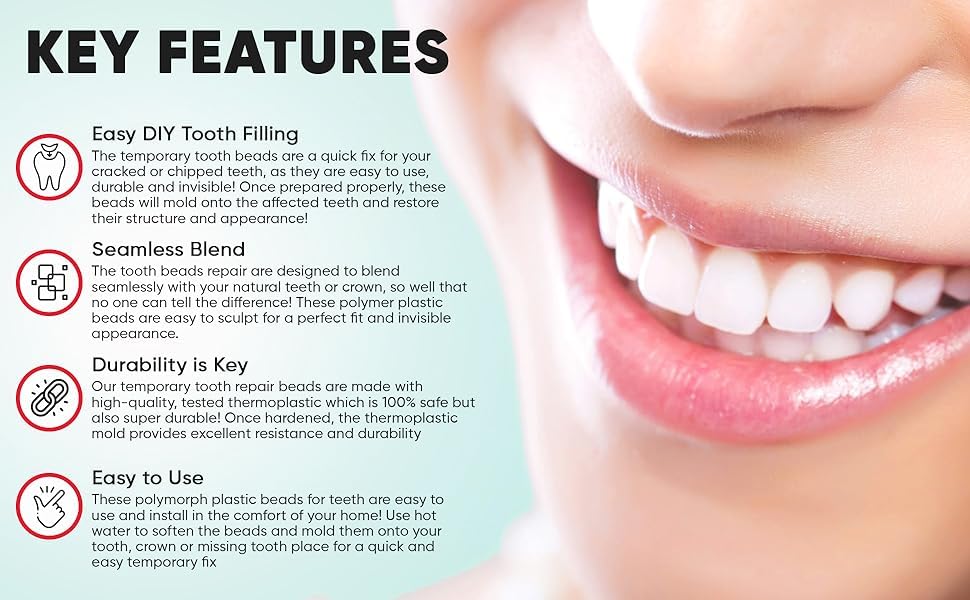 Thermoplastic Beads for Teeth Repair (105g) – Moldable Dental Beads for Cracked Teeth
