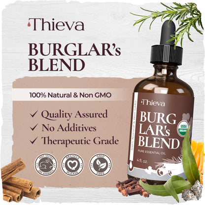THIEVA Immunity Essential Oil Blend – USDA Certified Therapeutic Grade – 4 oz (118 ml) – Based on The Tale of Four Bandits