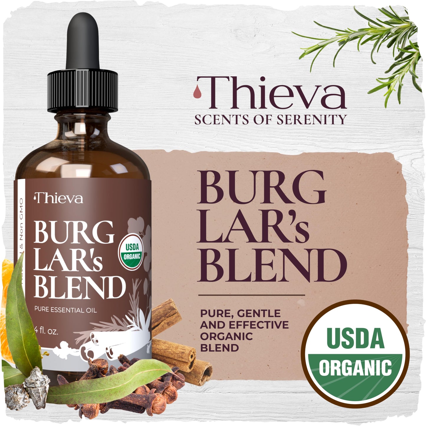 THIEVA Immunity Essential Oil Blend – USDA Certified Therapeutic Grade – 4 oz (118 ml) – Based on The Tale of Four Bandits