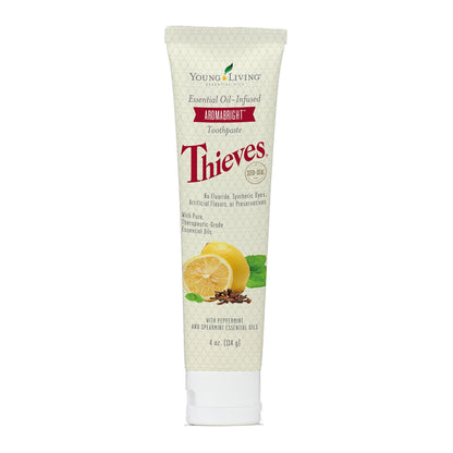 Thieves AromaBright Toothpaste by Young Living | 4 oz Fluoride-Free All-Natural with Essential Oils