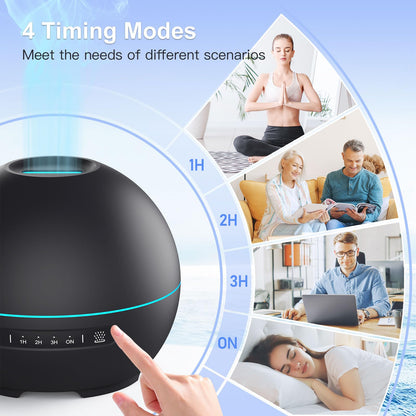 THIMONES 2 Pack Essential Oil Diffuser – 200ml Ultrasonic, 4 Timers, 7 Colors