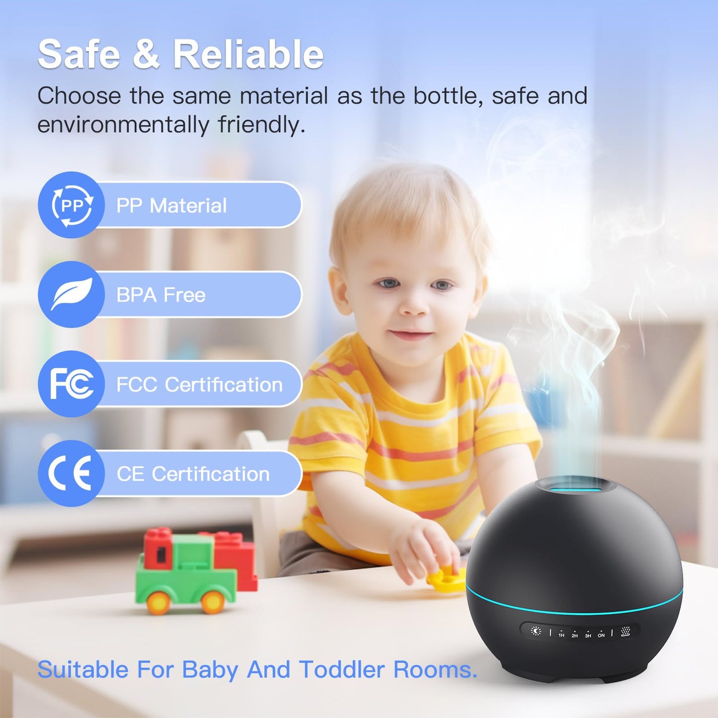 THIMONES 2 Pack Essential Oil Diffuser – 200ml Ultrasonic, 4 Timers, 7 Colors