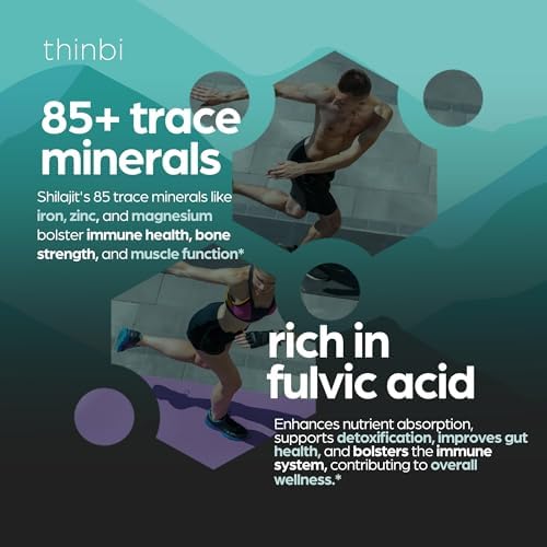 Thinbi Pure Himalayan Shilajit Capsules – Fulvic Acid & Trace Minerals, 90 Count